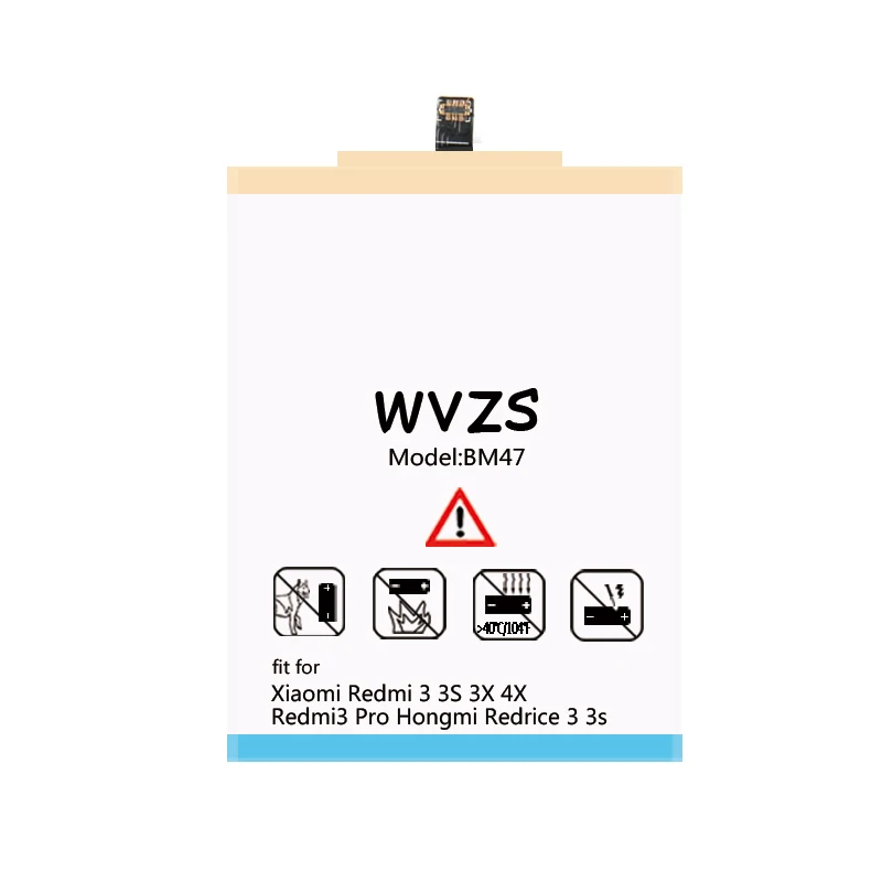 Wvzs 5100 мАч литий-полимерный сменный аккумулятор BM47 для Xiaomi Redmi 3 3S 3X 4X Redmi3 Pro батареи