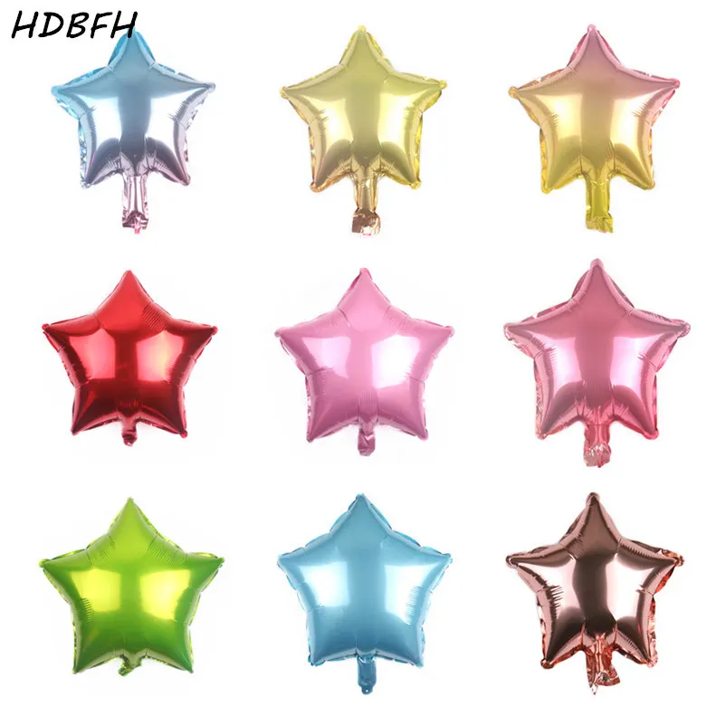 HDBFH Новые 10 шт/партия 10 дюймов монохромные пятиконечные звезды алюминиевые воздушные шары праздничные вечерние свадебные Композиции воздушные шары