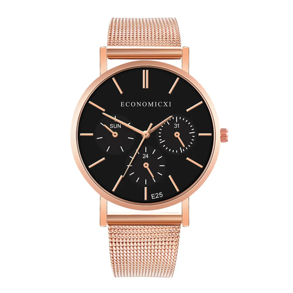 Мужские модные часы reloj hombre, простые часы из нержавеющей стали с тремя глазами, маленький циферблат, мужские кварцевые часы