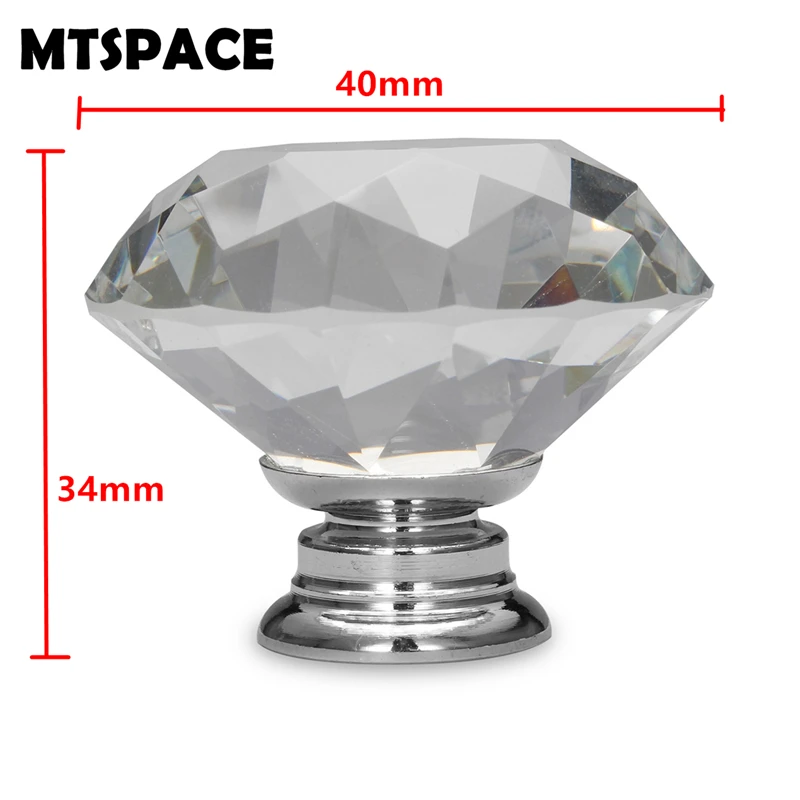 MTSPACE 1 шт. 40 мм Алмазная форма прозрачное Хрустальное стекло резка дверные ручки