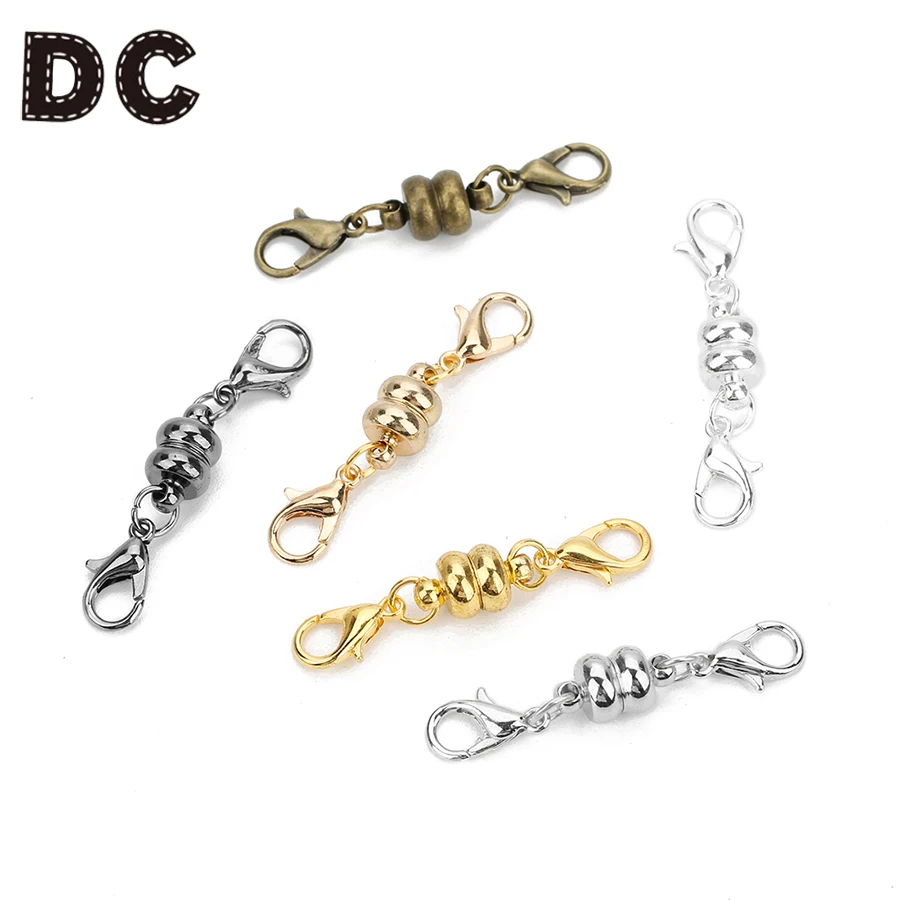 

DC 10set/lot 38*7mm Round Chain Cord End Fastener Lobster Clasps for Bracelets Copper Magnetic Clasps Connectors DIY Jewelry