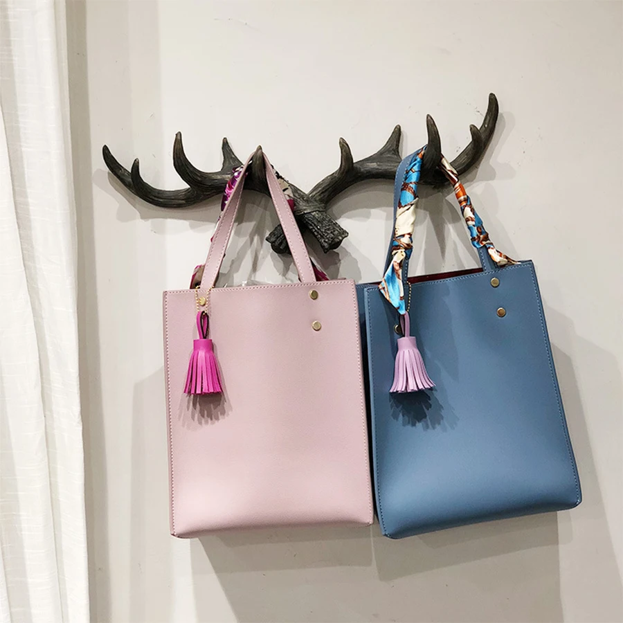 Top-handle Women Handbag Solid Big Capacity Women Casual Tote Fashion Brand Females Bucket Luxury PU Leather Ladies Bolsa