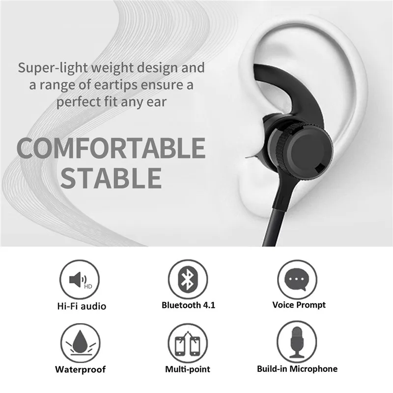 Auriculares Bluetooth наушники шейным стерео магнитные спорт фитнес беспроводной