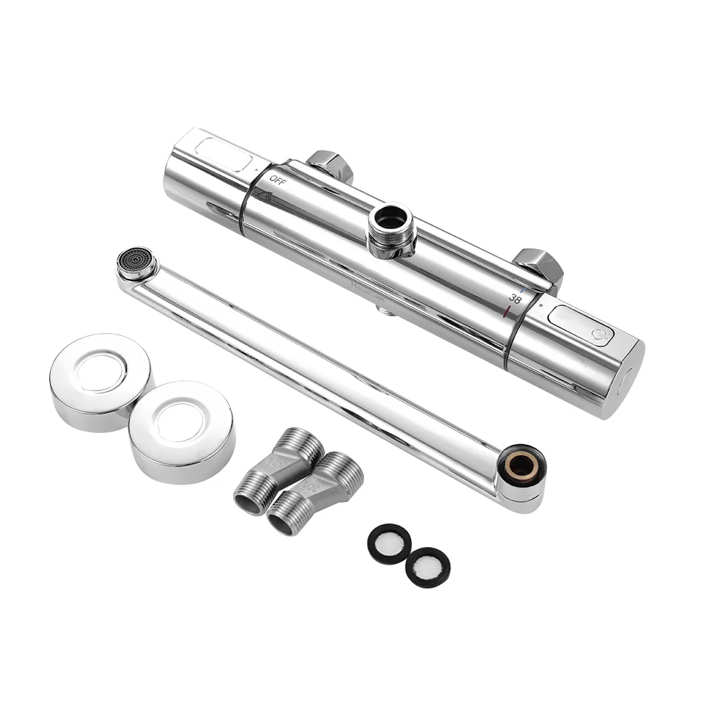 Bath Shower Faucet Thermostatic Mixer Tap Nozzle Temperature Control Chrome Finishing Wall Mounted | Обустройство дома