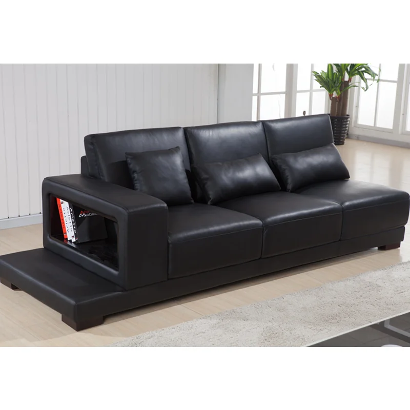 Черный простой дизайн роскошный кожаный диван итальянская мебель|Наборы для