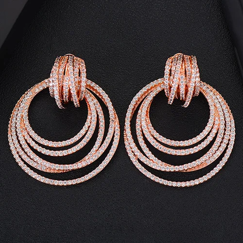 Rosegold Siscathy новые модные женские сережки модные ювелирные изделия AAA кубический цирконий Висячие серьги для женщин Свадебные вечерние аксессуары - Окраска металла: Rosegold
