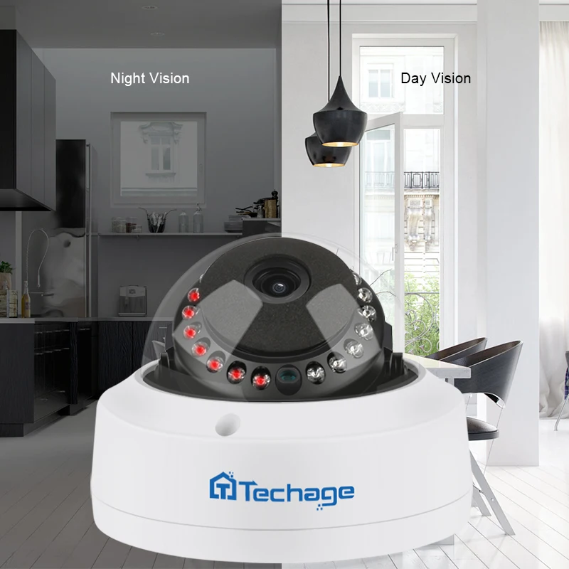 Камера видеонаблюдения Techage антивандальная водонепроницаемая купольная камера