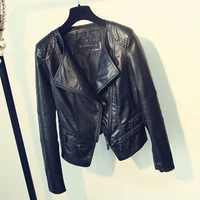 fitaylor spring autumn ladies motorcycle leather jackets women turn down collar zipper slim black moto biker jacket female
