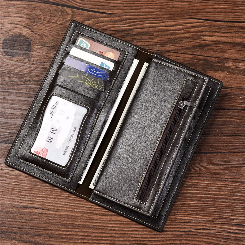 

men's wallet leather Male carteira masculina Long male cartera hombre men wallets portfel short purse porte 2019 feuille homme
