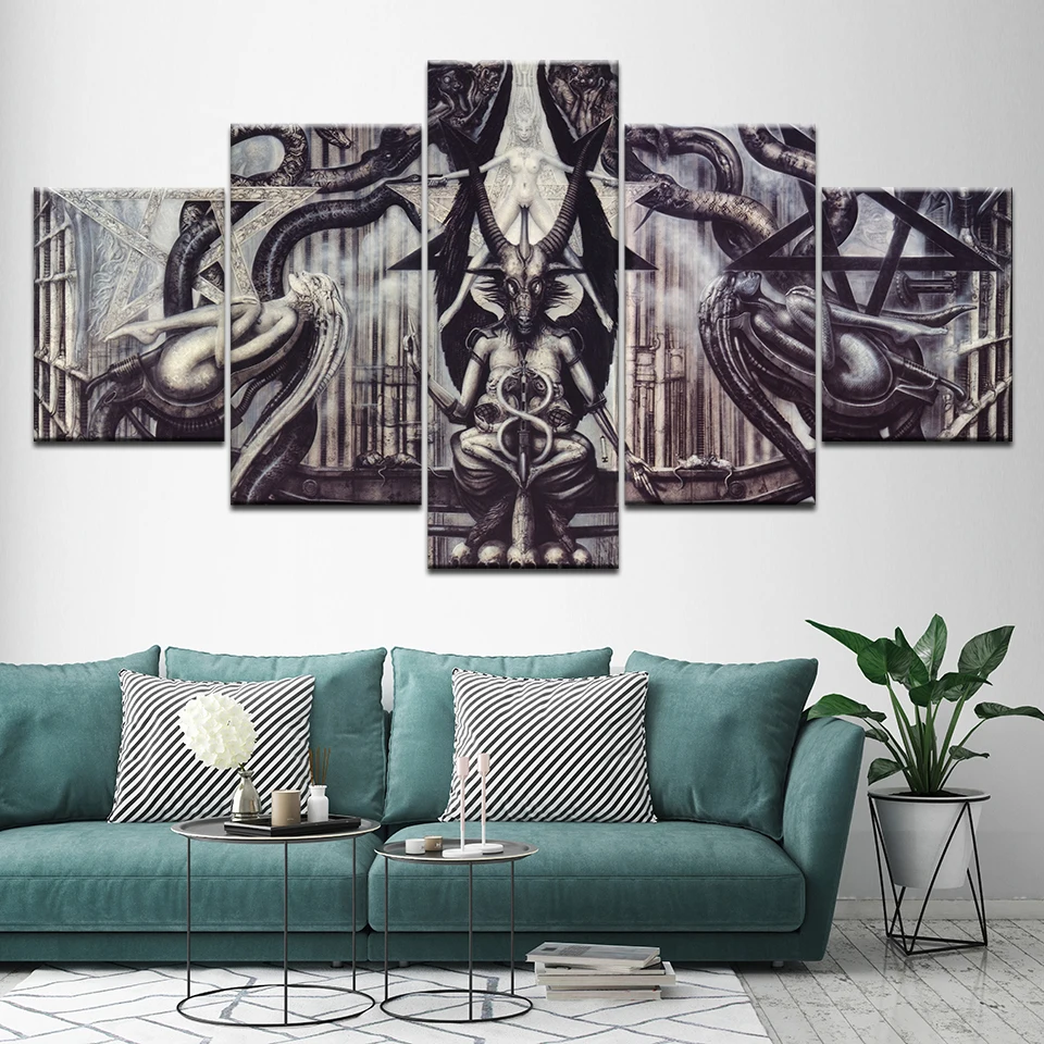 Картина на холсте инопланетянин художественное продвижение Baphomet 5 шт. Настенная