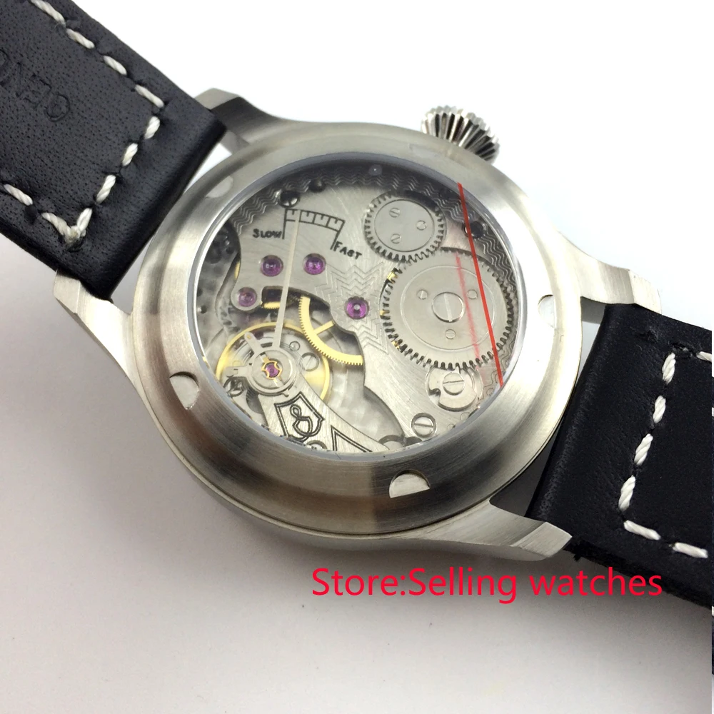 Мужские часы с черным циферблатом parnis 47 мм синим светом 6498|watch men|watch men watchwatch watch |
