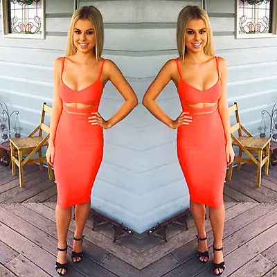 Сексуальное женское платье с V образным вырезом облегающее Бандажное без рукавов