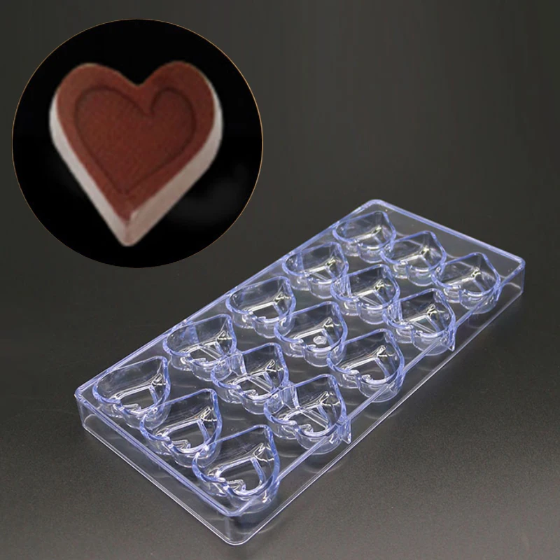 15 полости сердце PC поликарбонат пластиковые формы для шоколада Кухня Формы
