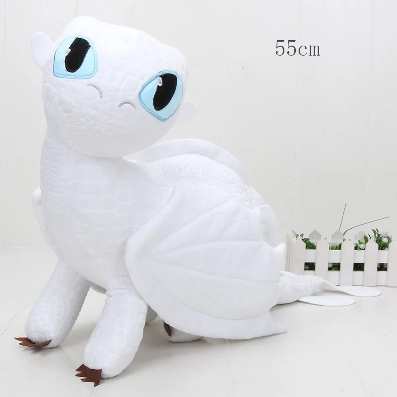 White 55cm 15-55 см Как приручить ваш Дракон плюшевая игрушка Беззубик, ночная фурия светильник Fury мягкая плюшевая кукла мягкая игрушка животное кукла Детская подарки - Цвет: White 55cm