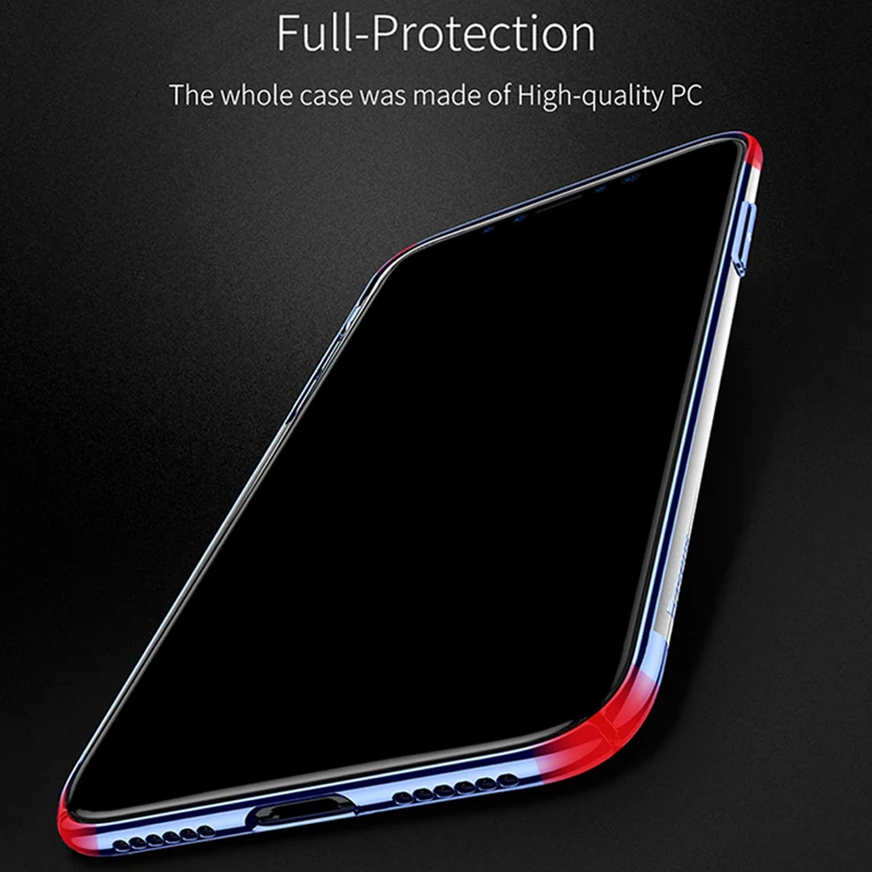 Роскошный блестящий чехол Baseus для iPhone X ультра тонкий жесткий с гальваническим