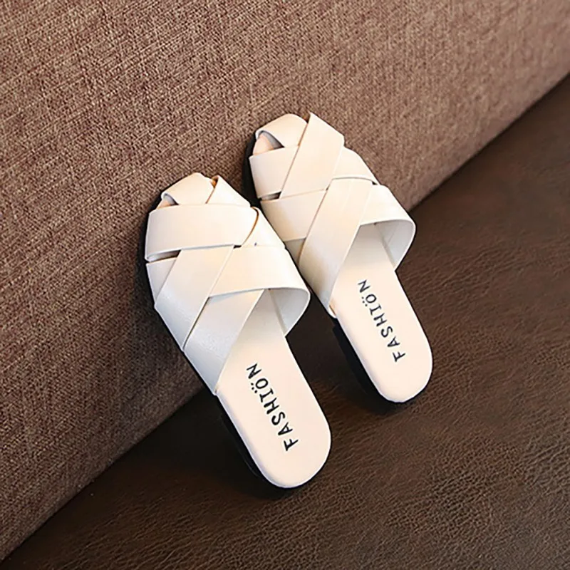 

Fashion Woven Girls Slippers Flat Bottom Slip Out Baotou Sandals And Slippers