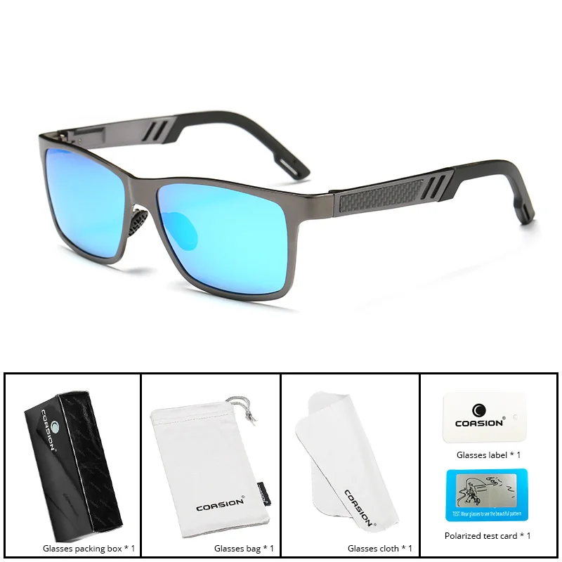 C5 Blue mirror COASION мужские поляризованные солнцезащитные очки из алюминия и магния, солнцезащитные очки для вождения, прямоугольные Оттенки для мужчин, мужские очки CA1241 - Lenses Color: C5 Blue mirror
