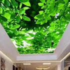 Пользовательские 3D фотообои потолок настенная ткань зеленый лист Современная креативная мода потолок настенная живопись гостиная спальня