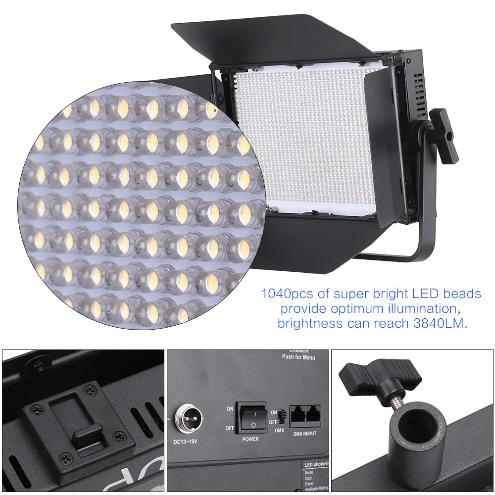 Andoer 1040 шт бисер Светодиодная лампа для освещения видео CRI 95 + 7680LM 5600K DMX512 студийное