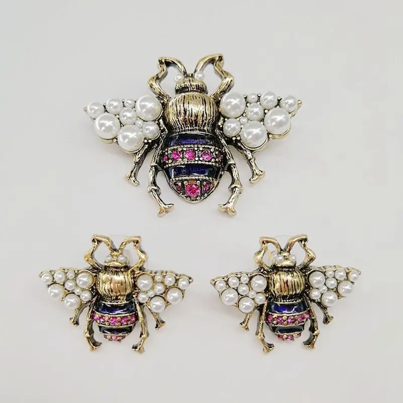 YDGY 2020 Vintage Simulated Pearl Bee Pin Brooch Antique Women Costume jewelry | Brooches