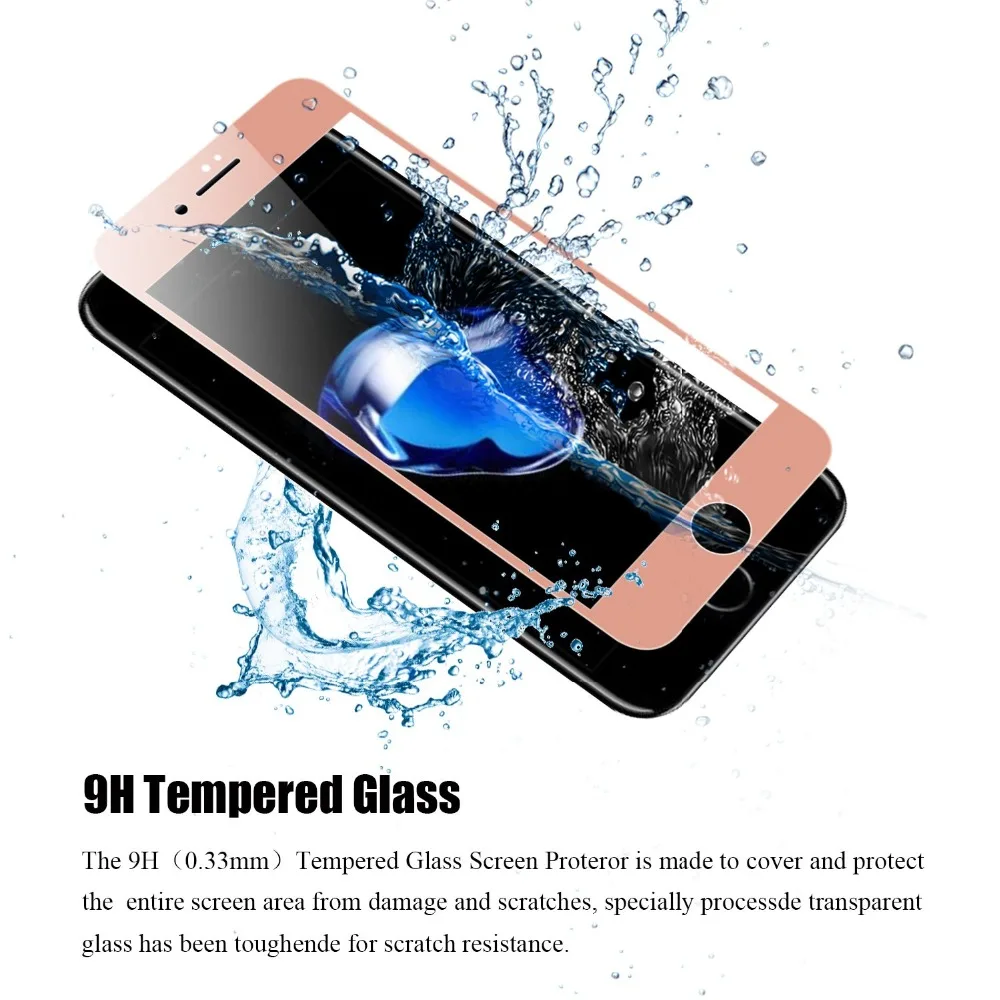 9H 3D Защита экрана для iphone 7 8 6 6S PLUS полное покрытие из розового золота закаленное