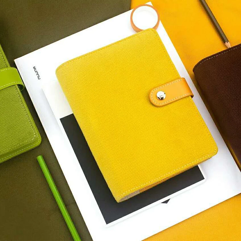 Creative A6 Yellow Orange Green Camel Cloth 6 loose Leaf Notebook Snap Binder Diary Gift School Supplies | Канцтовары для офиса и