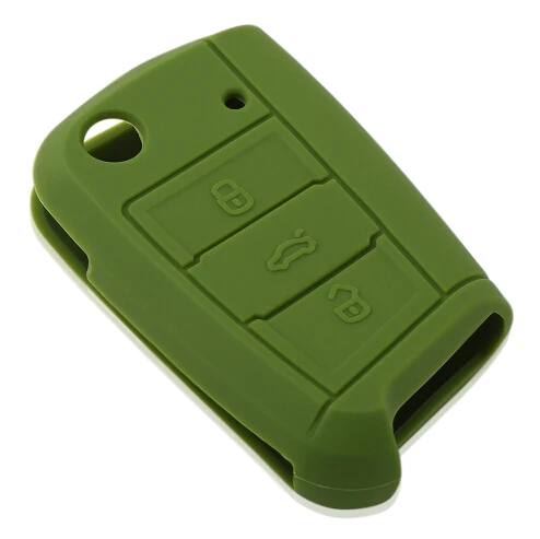 Зеленый Силиконовый чехол для ключей для Volkswagen VW Golf 7 GTI R MK7 Tiguan для Skoda Octavia A7 для Seat Leon Ibiza Key Portect - Название цвета: Зеленый