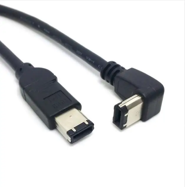 Кабель для передачи данных IEEE 1394 1394a Firewire 400 6pin 90 градусов вниз под прямым углом до