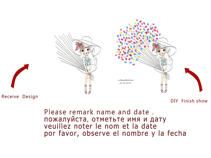 Причудливые украшения подарок гостевая книга отпечаток пальца креативный