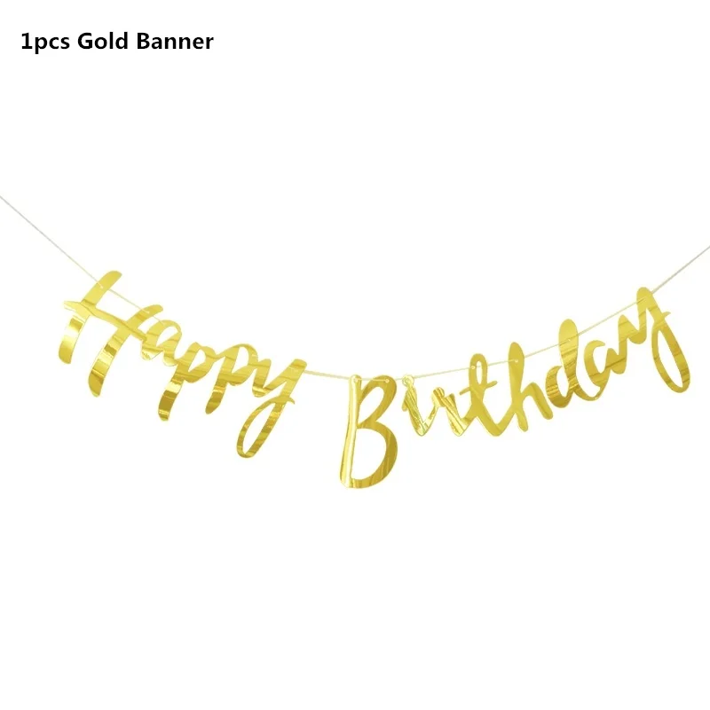 gold banner Черное золото с днем рождения баннер шары гелий номер фольги воздушный шар для маленьких мальчиков детей взрослых 18 30 день рождения украшения - Цвет: gold banner