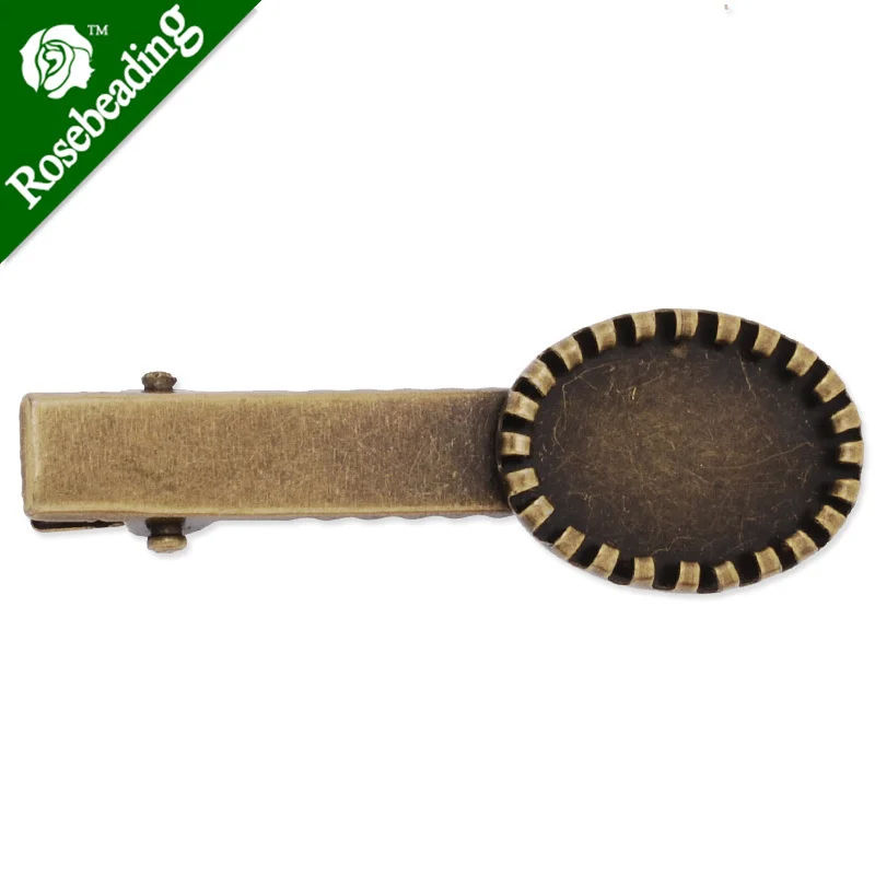 13x18mm Antique Bronze Plated Brass Bobby Pin With bezel fit glass cabochon bobby pin with sold 20pcs/lot-C3885 | Украшения и