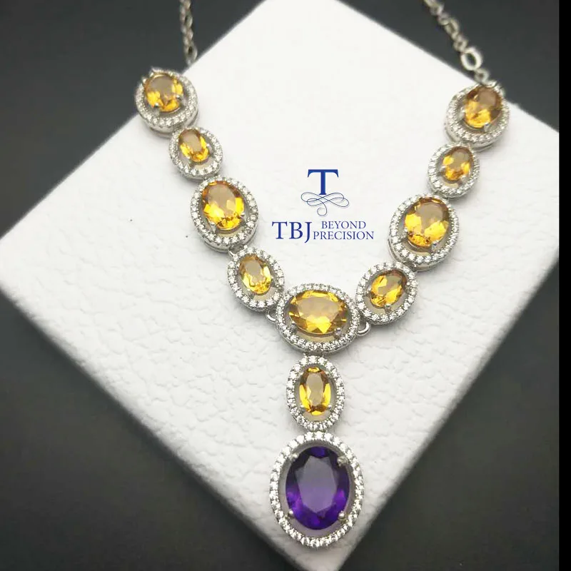 

Женское Ожерелье TBJ, украшение с натуральными аметистами и Цитрином