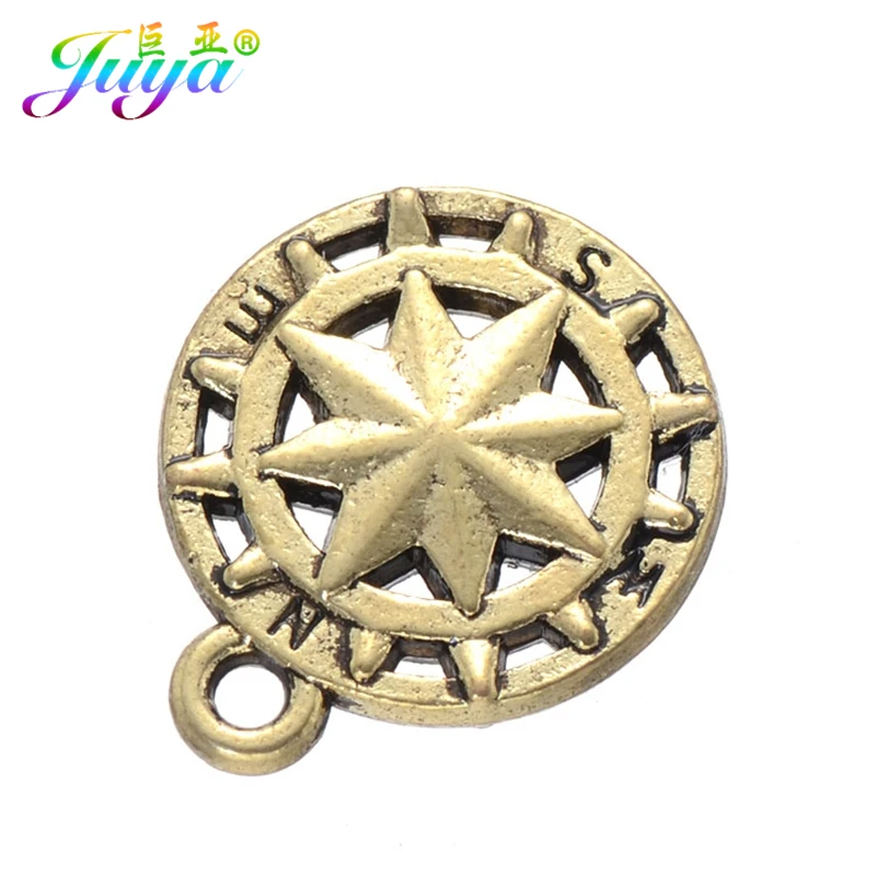 Juya 10 шт./лот оптовая продажа античные золотые/Серебристые Подвески с компасом и