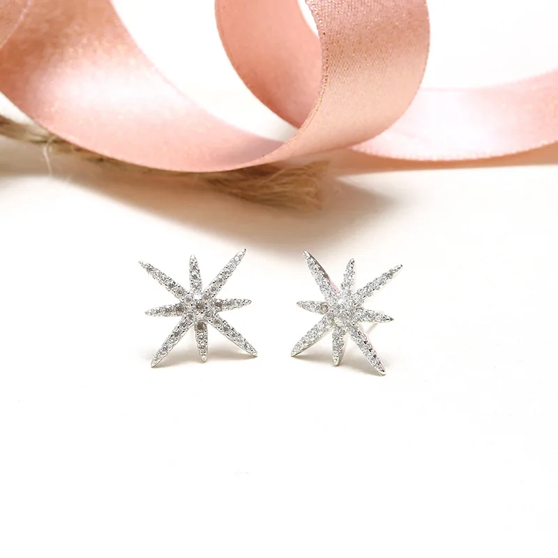 INZATT Boho изысканные серьги гвоздики из циркония в виде снежинки Настоящее серебро