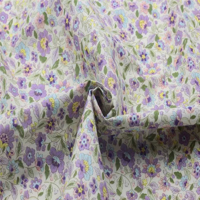 Фиолетовый цветок поплин Бамбук Ткань постельное белье хлопок ткань для одежды