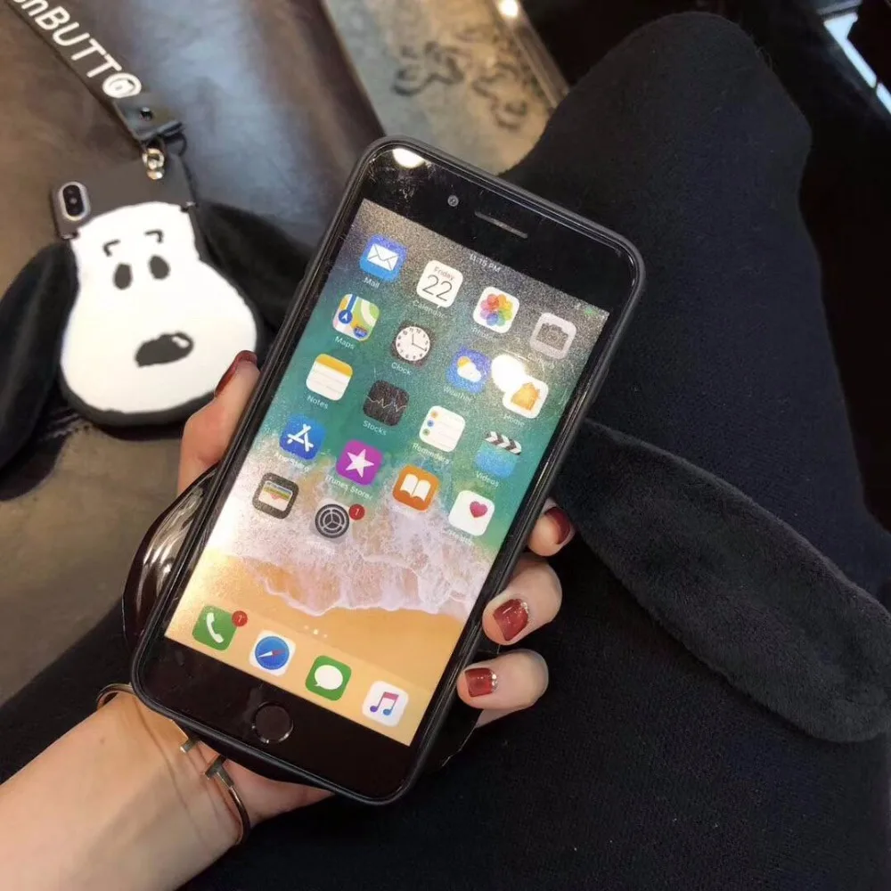 Lovely 3D Dog Phone Case for iPhone X XR XS Max Soft Silicone Cute Puppy Hand Rope Back Cover case 7 8 Plus 6 6S |