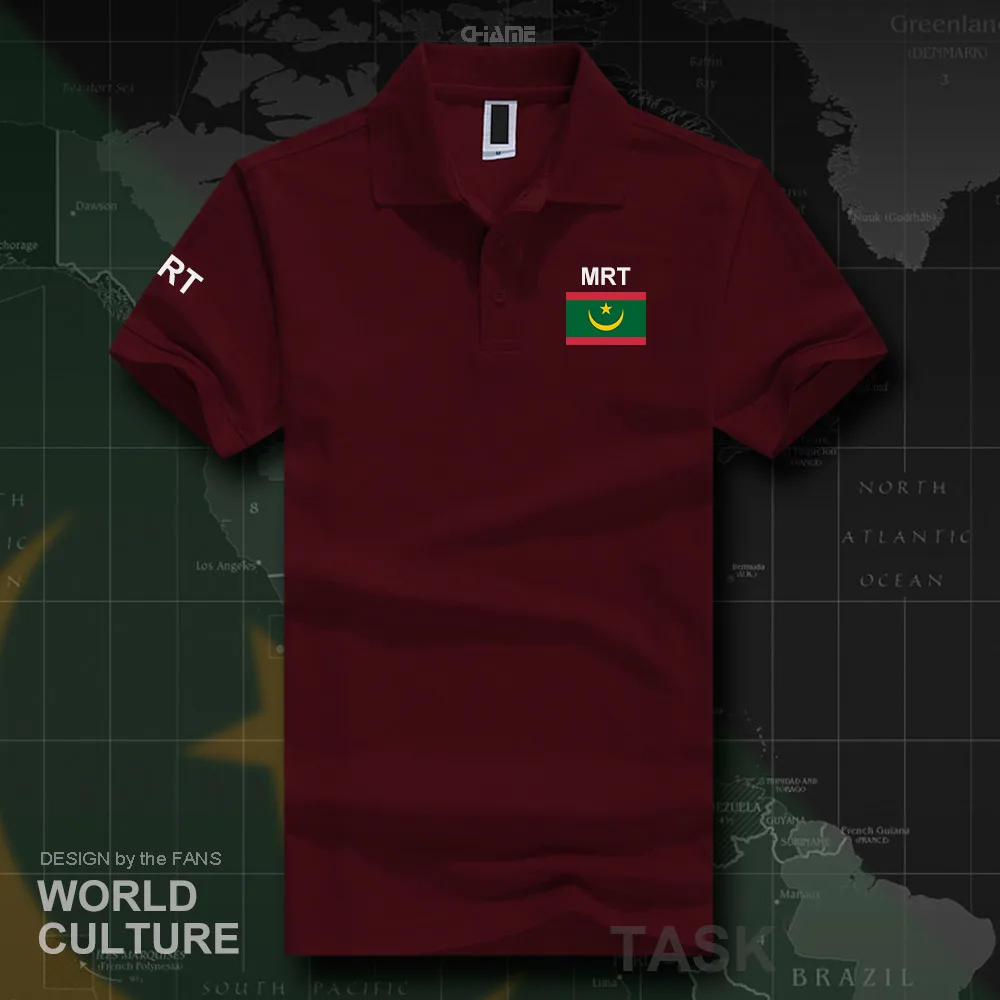 Islamic Republic of Mauritania MRT polo shirts men short sleeve white brands printed for country 2018 cotton nation team flag | Мужская