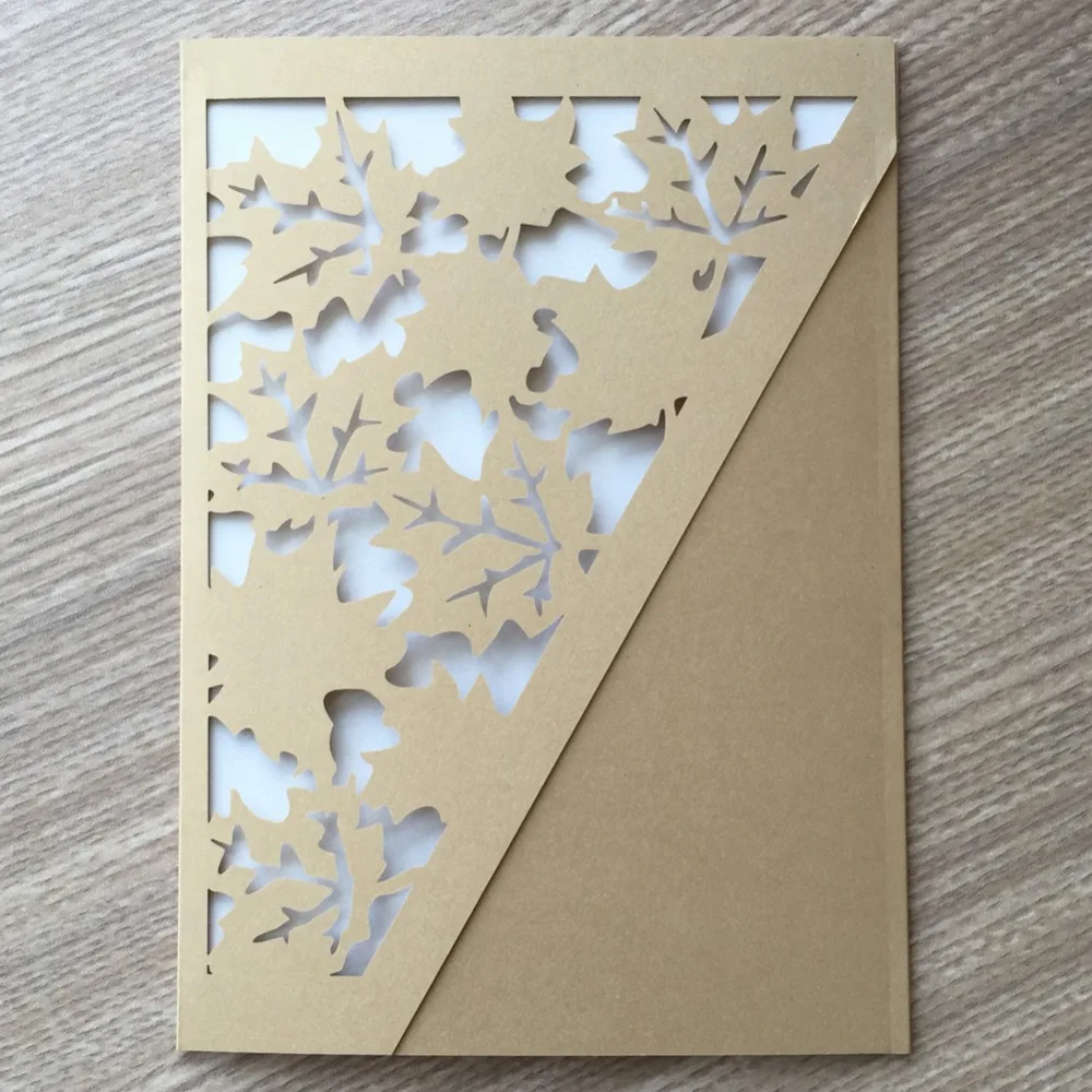 

30pcs Pearlized Paper Maple leaf Pattern Wedding Invitation Cards Birthday/Baby Shower/Business/ Christmas Party