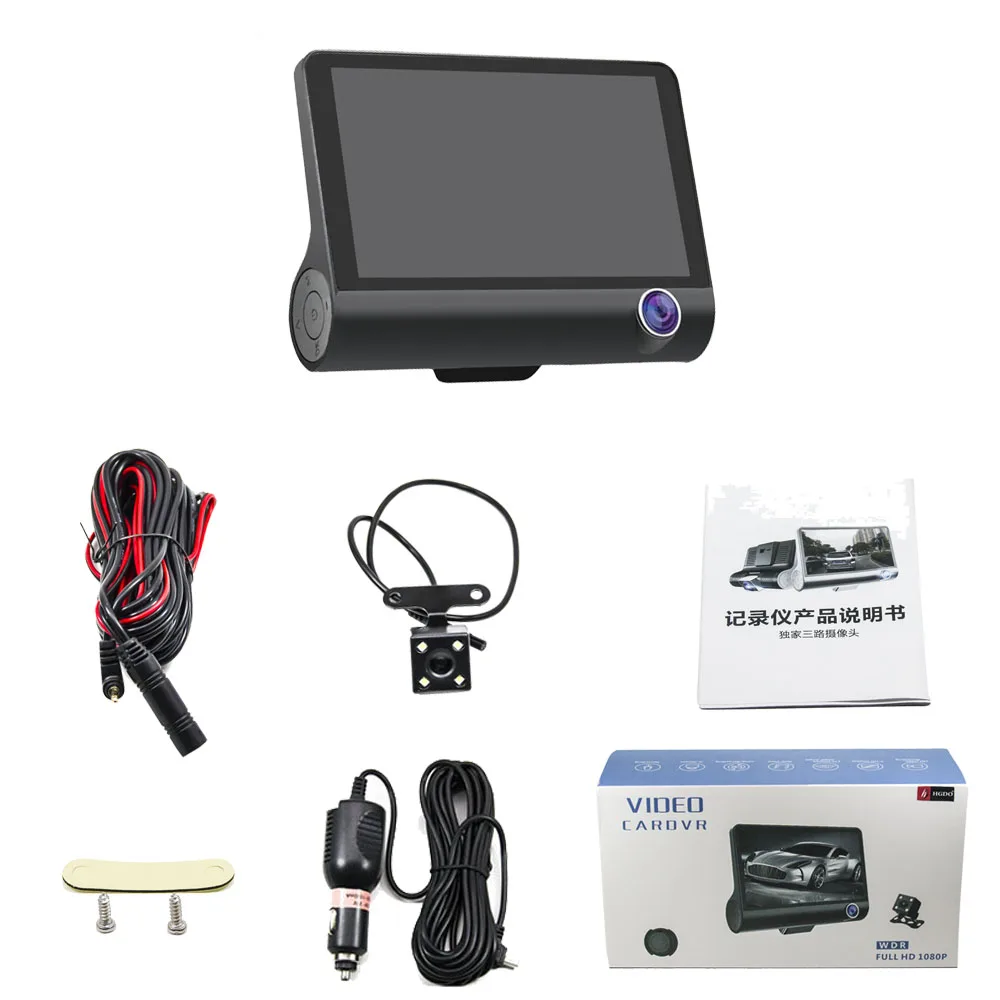 HGDO видеорегистратор видео регистратор 4.3 '' Три объектива Dashcam Full HD
