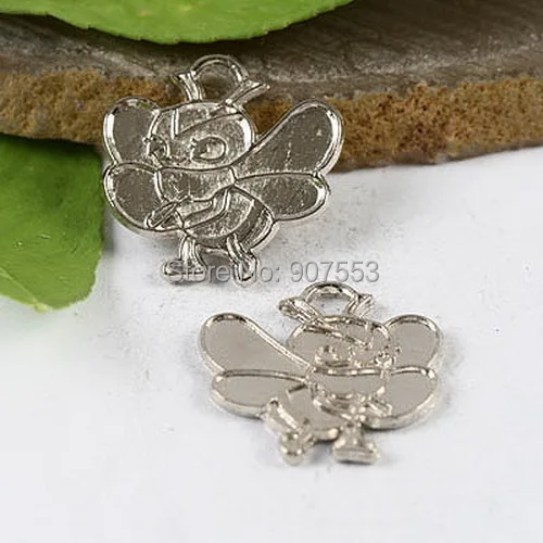 

50pcs Nickel tone honeybee charms findings h0893