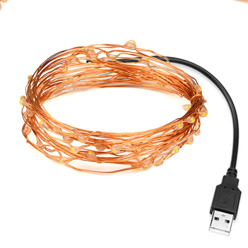10 м USB светодиодный свет шнура водонепроницаемый медный провод Гирлянда праздник