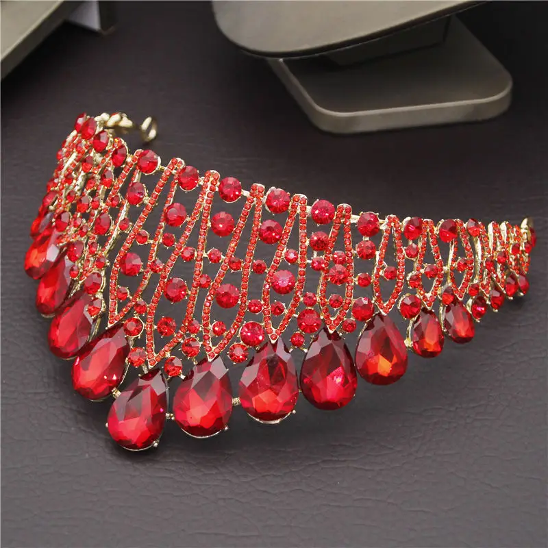 Винтажная Красная Зеленая Хрустальная свадебная тиара в стиле барокко корона