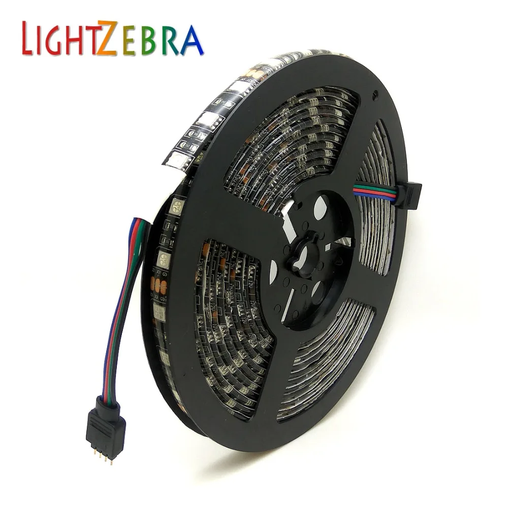 SMD 5050 RGB светодиодные полосы света 5 м 300 светодиодов черный PCB водонепроницаемый
