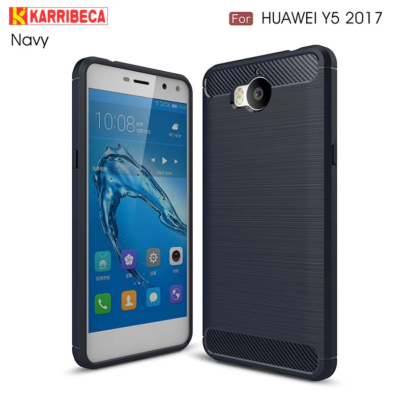 Углеродного волокна матовый Силиконовый чехол на Huawei Y5 2017 бампер случае Дело