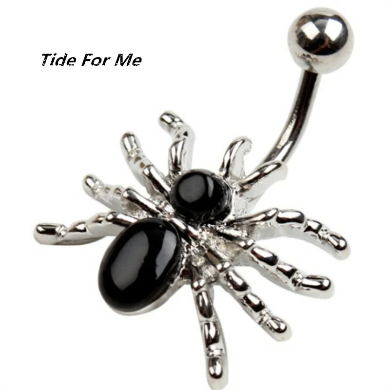 Женские Колечки в виде паука серьги пупка из хирургической стали стразы для