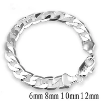 681012mm curb cuban link chain bracelets for women men sliver gold punk pulsera fashion wedding party jewelry men bracelet