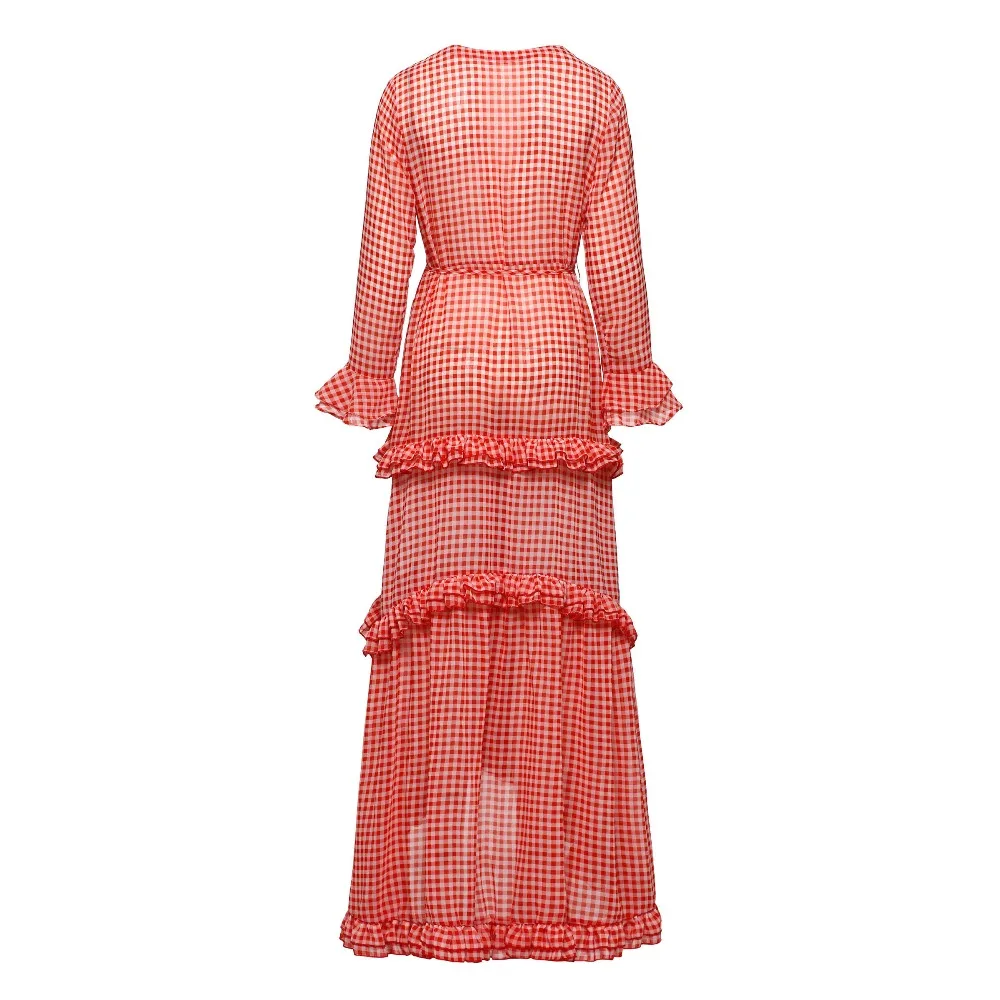 Вечеринка Дата Розовый и красный цвет плед слоистых длинные асимметричное