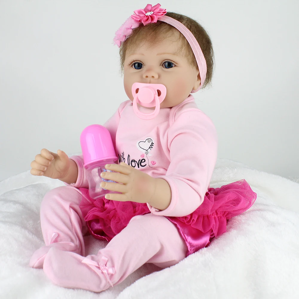 NPKDOLL 55 см кукла для девочки мягкая силиконовая новорожденных с соской роскошные