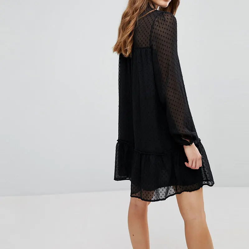 Domoda Для женщин мода шифоновое платье цветок Вышивка Vestidos женский стенд воротник