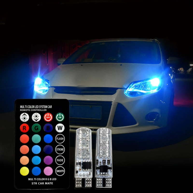 Светодиодные Габаритные фонари для автомобиля RGB T10 W5W Toyota Corolla Avensis Yaris Rav4 Hilux Prius